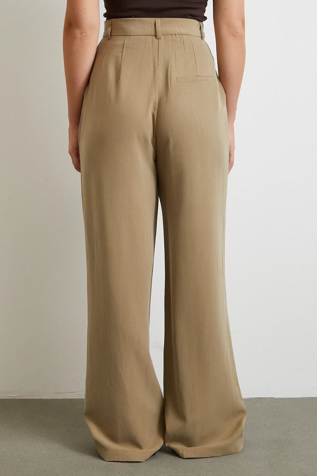 Keten Palazzo Pantolon Haki