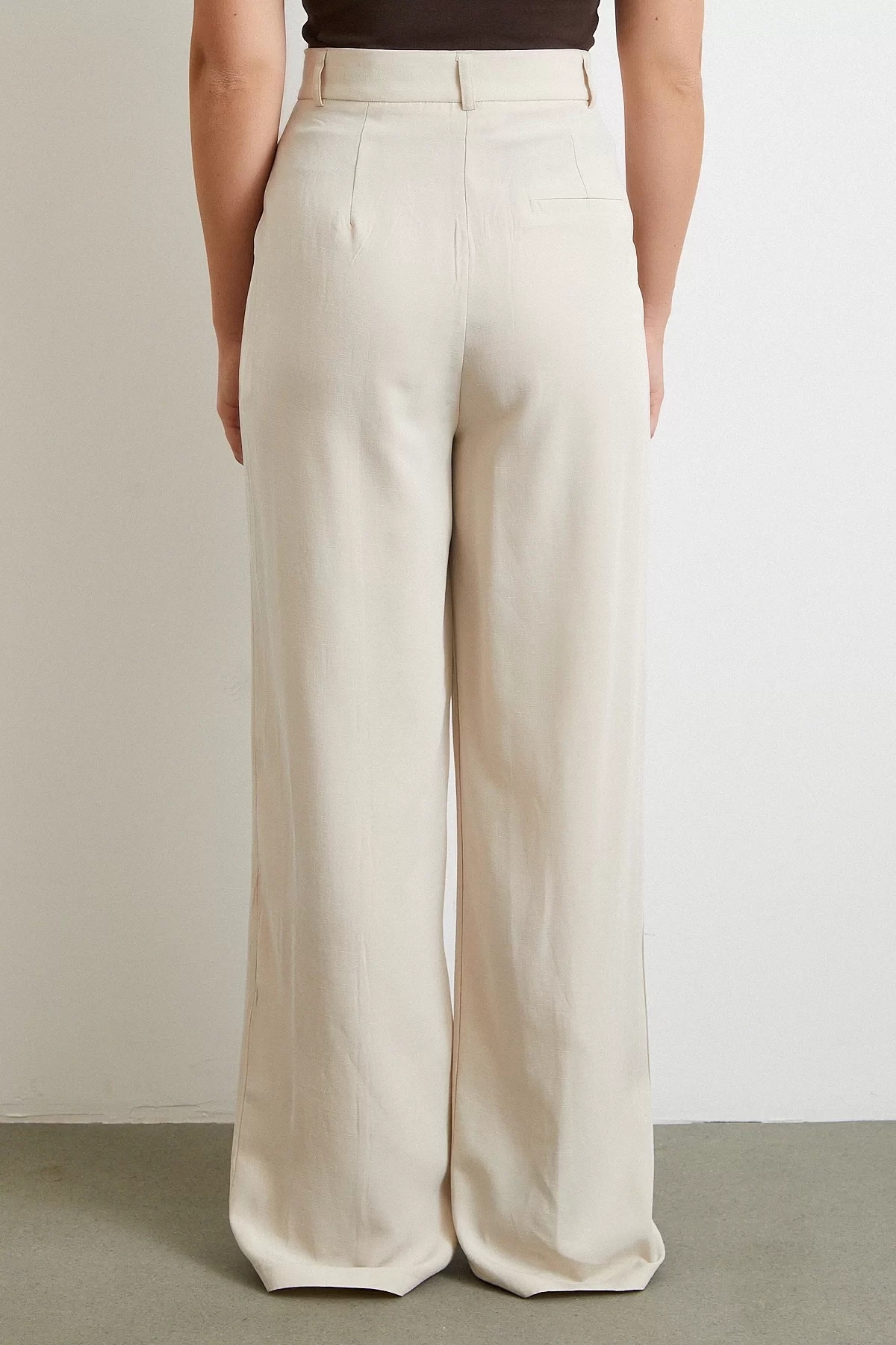 Keten Palazzo Pantolon Krem