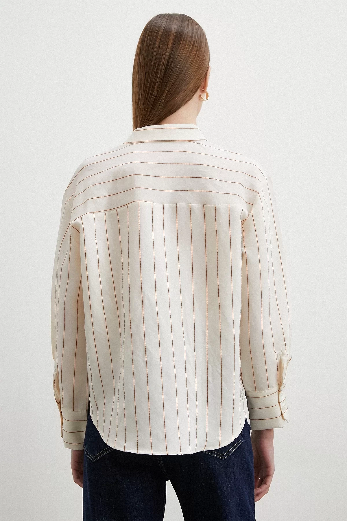 Kontrast Çizgili Modal Gömlek