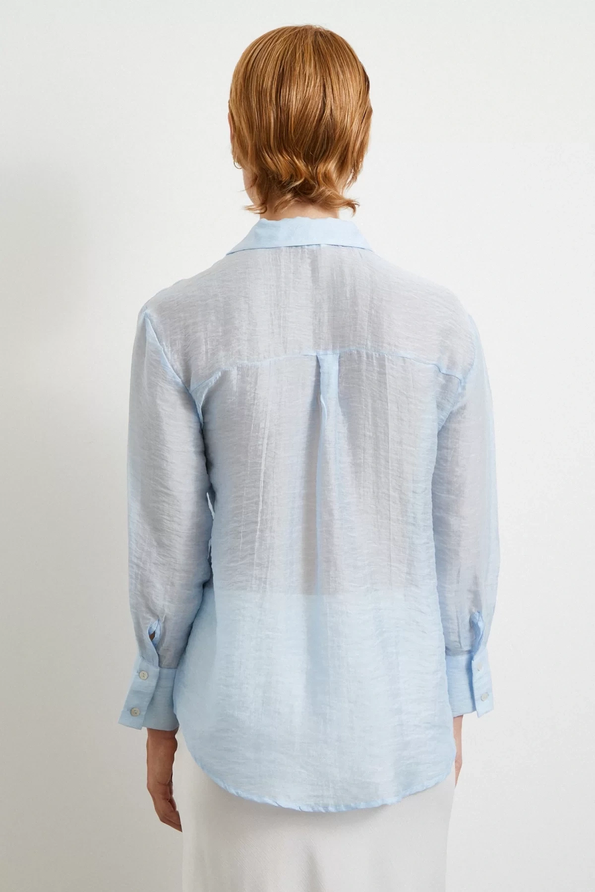 Modal Basic V Yaka Gömlek Mavi