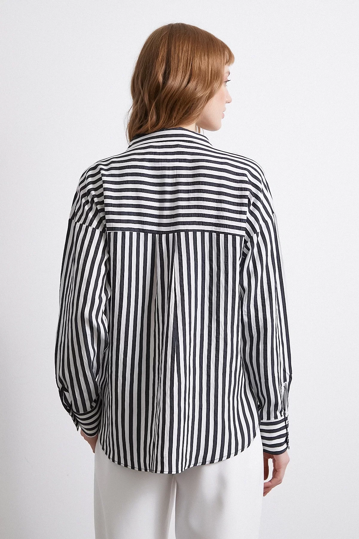 Multi Çizgili Cepli Gömlek Siyah