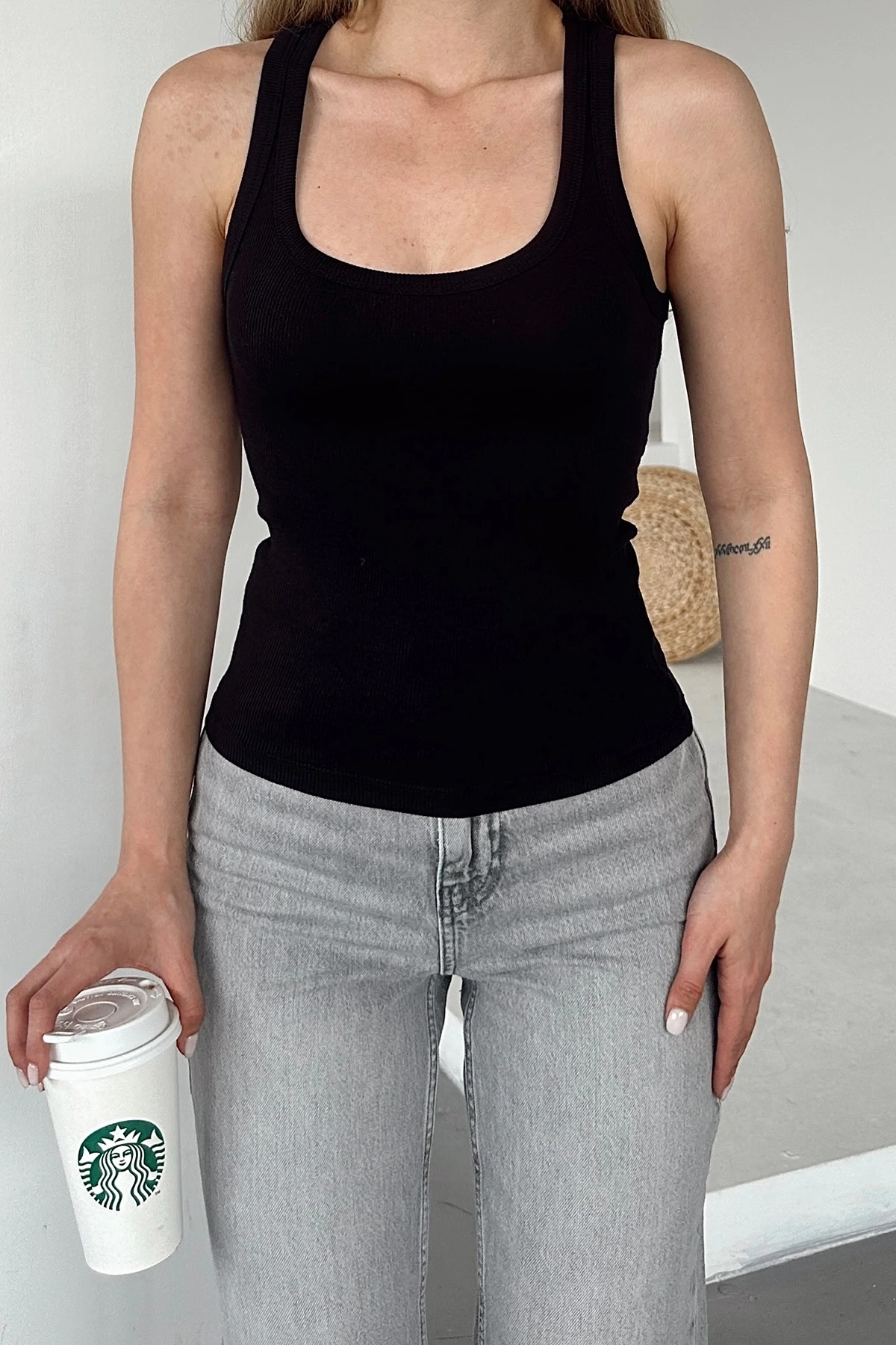 Önü Biyeli Atlet Siyah