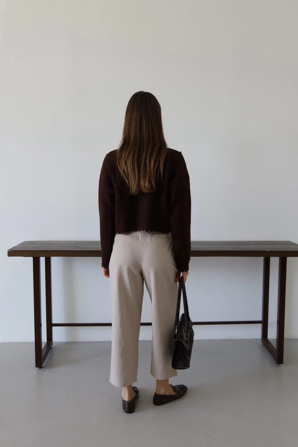 Önü Çift Pileli Pantolon Taş