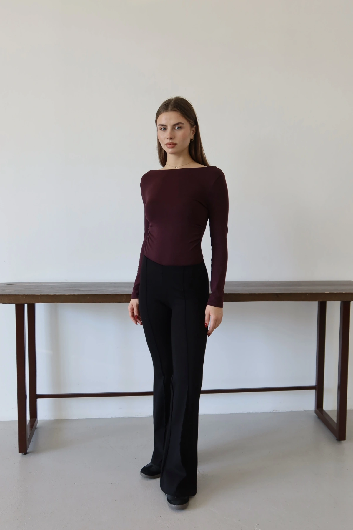 Önü Dikişli Pantolon Siyah