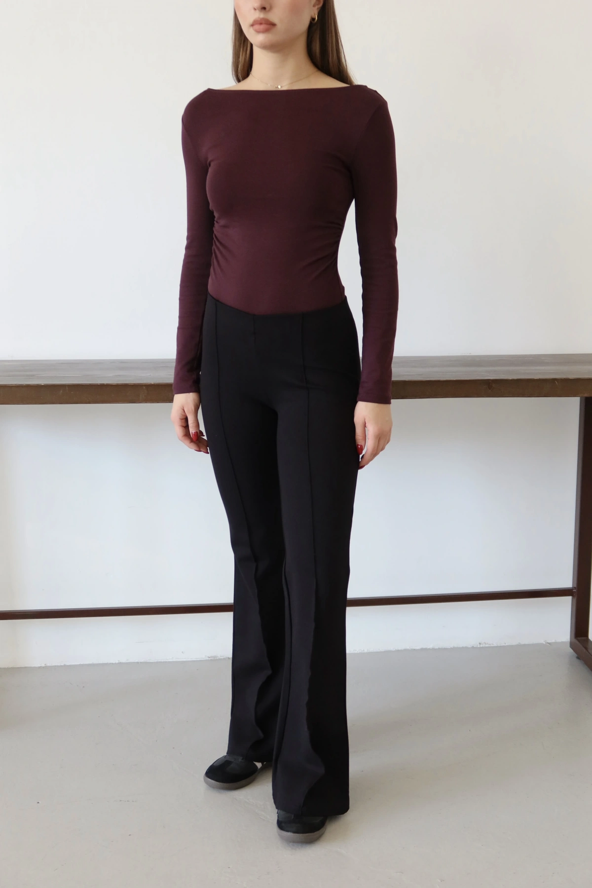 Önü Dikişli Pantolon Siyah