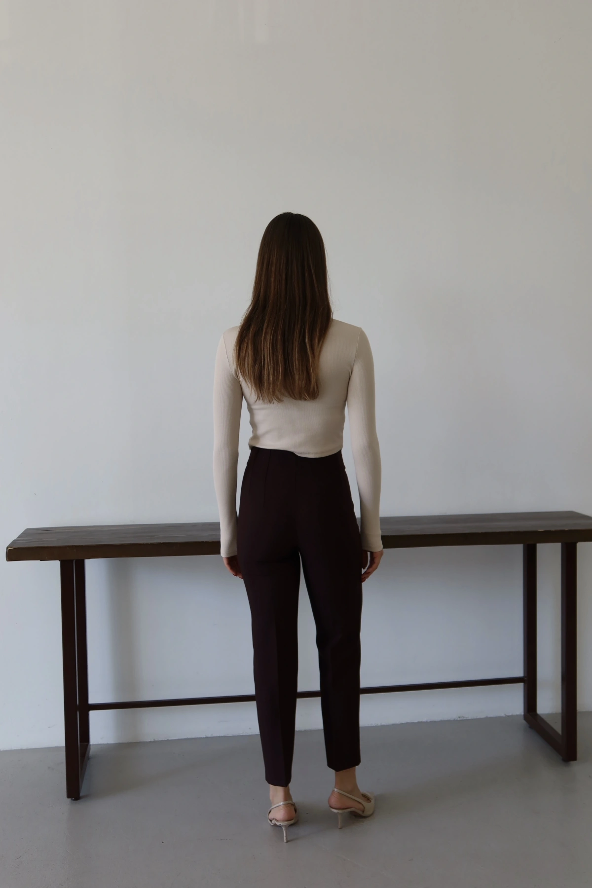 Önü Flotalı Pantolon Bordo