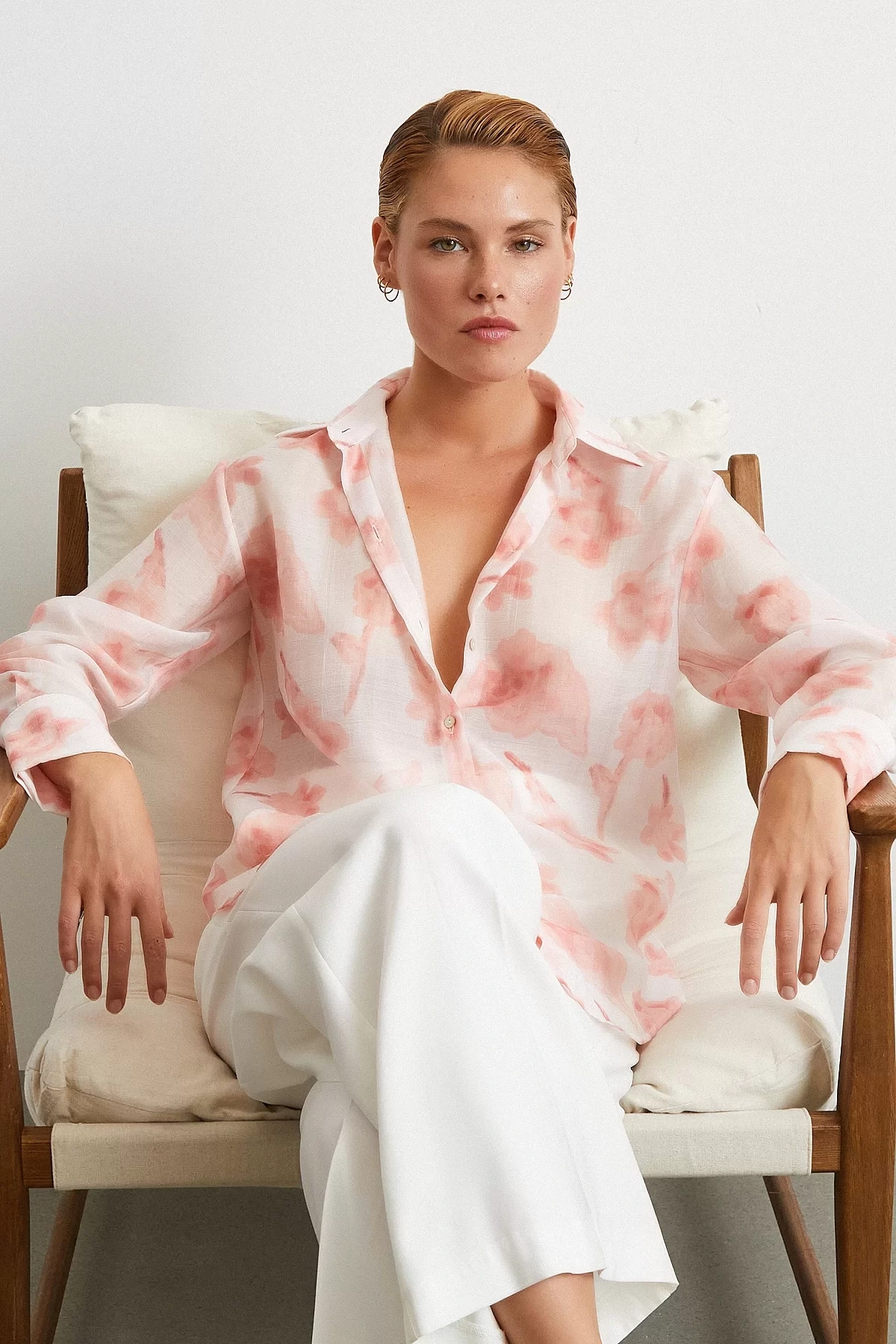 Organize Desenli Tül Gömlek