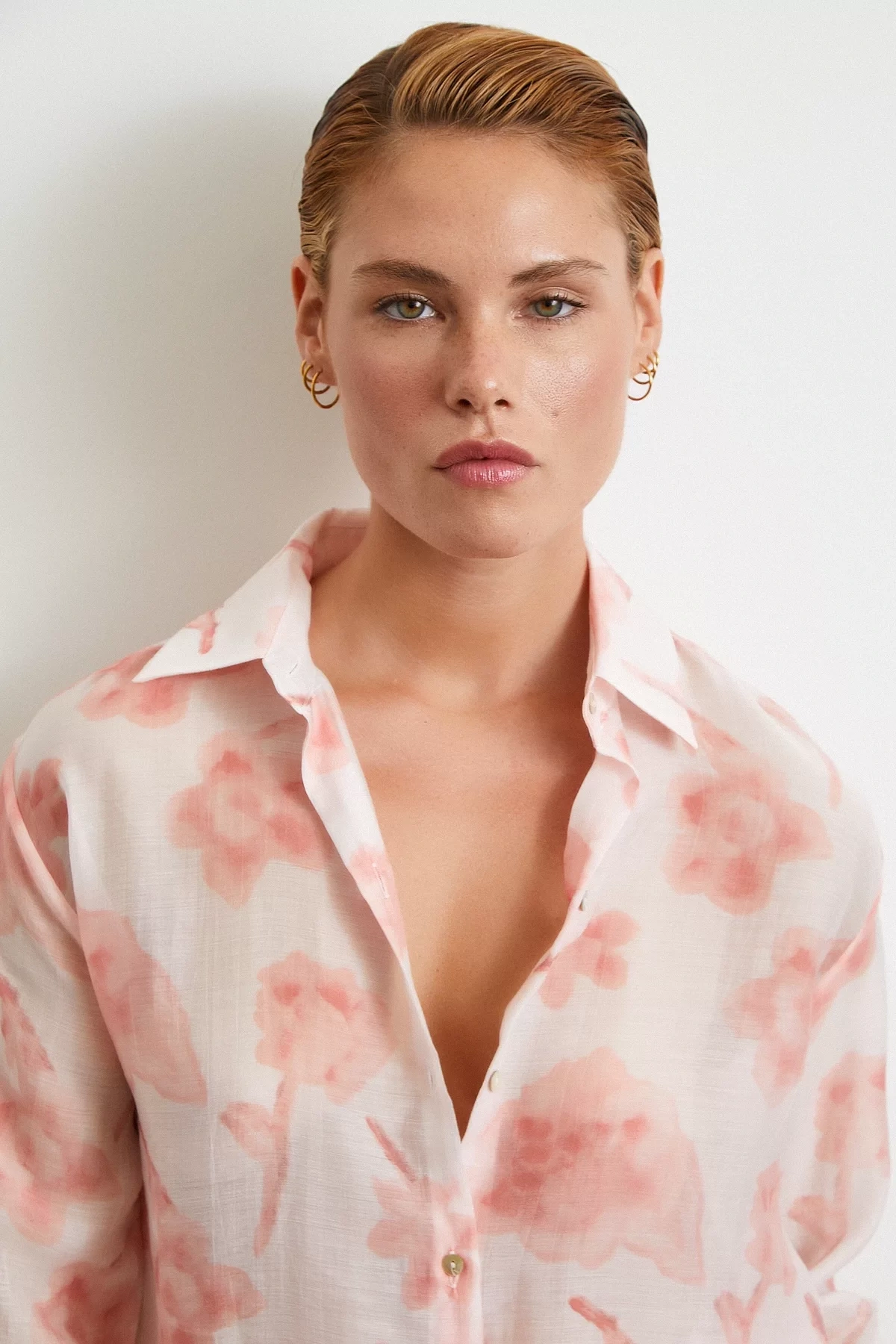 Organize Desenli Tül Gömlek