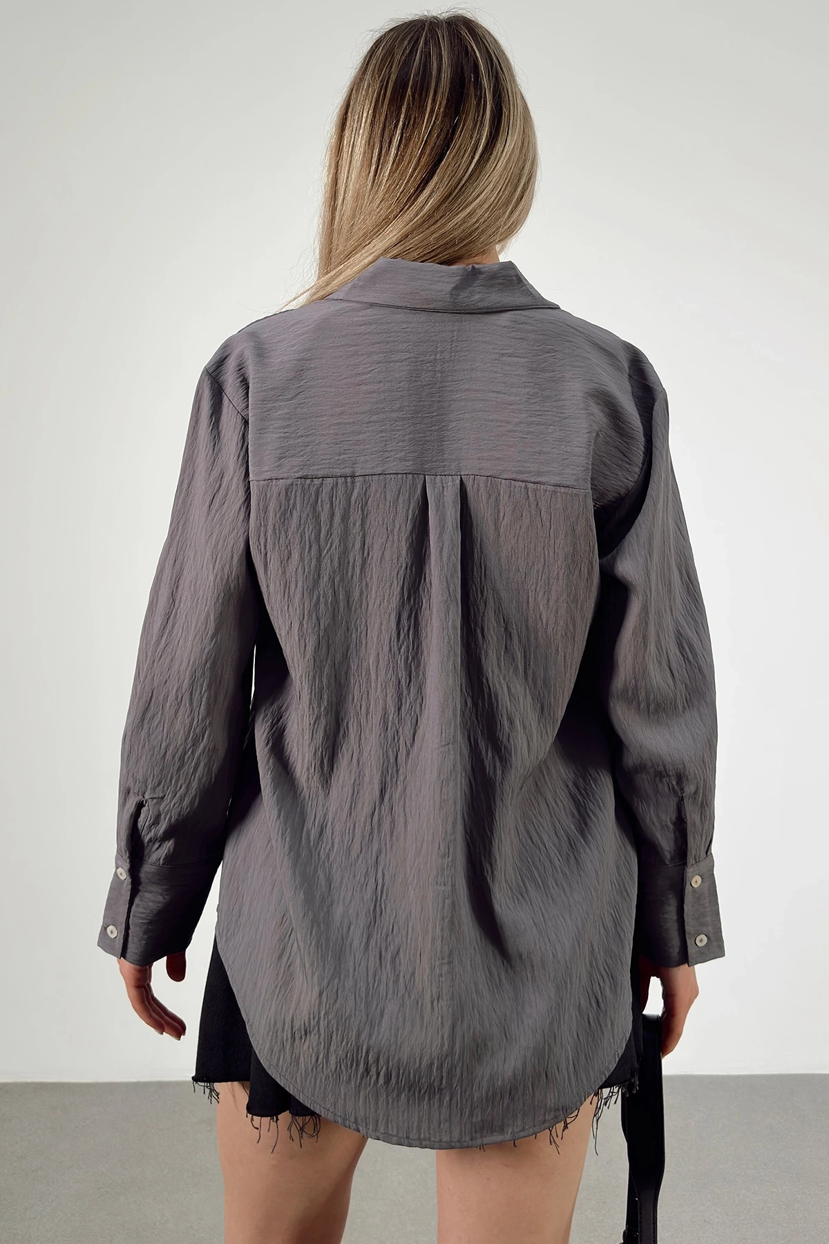 Paralel Çizgili Gömlek Antrasit