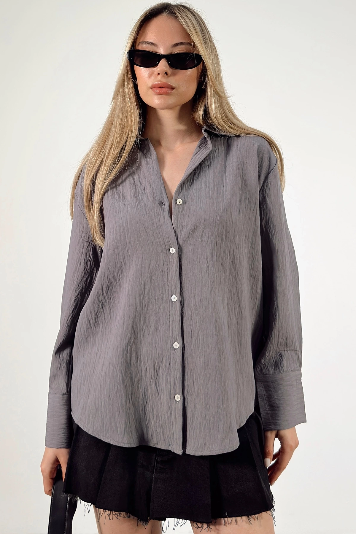 Paralel Çizgili Gömlek Antrasit