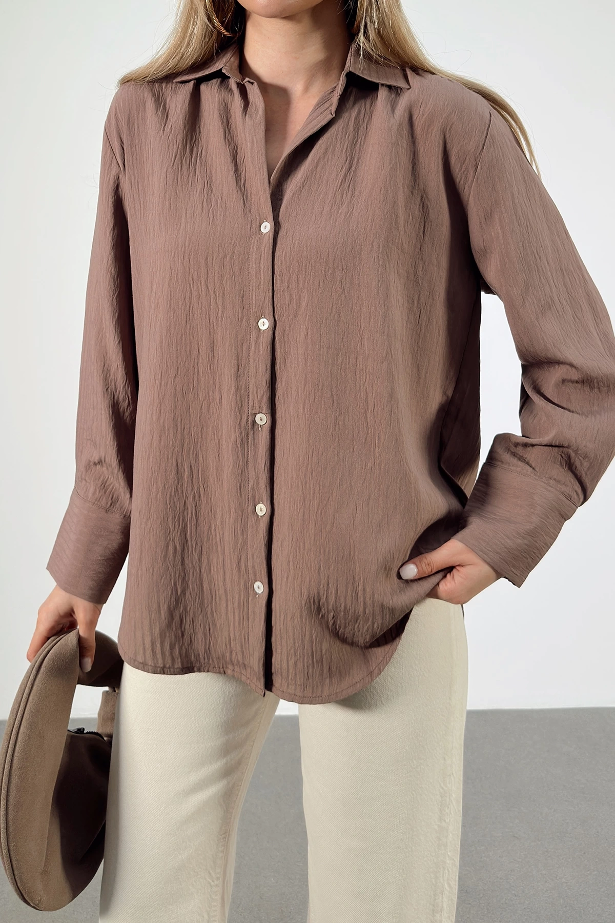 Paralel Çizgili Gömlek Kahve