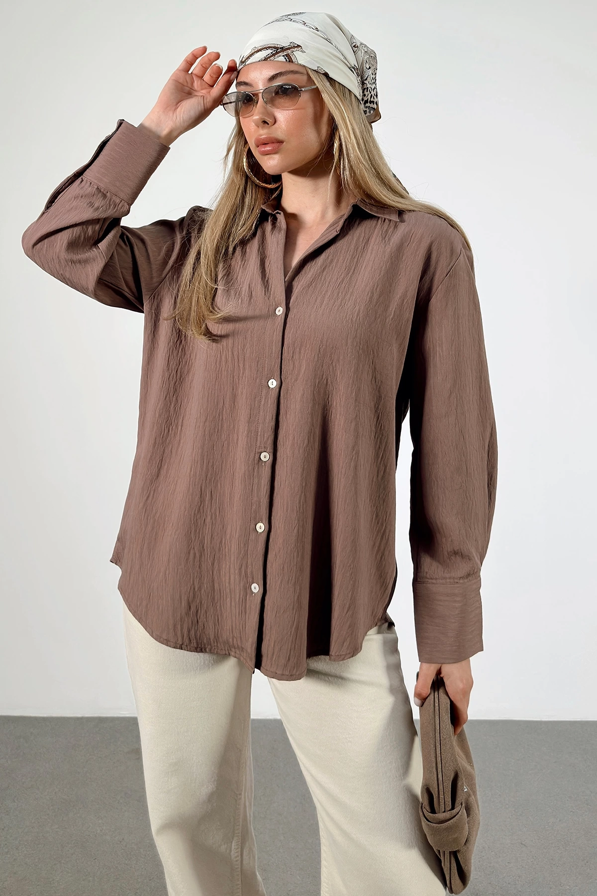 Paralel Çizgili Gömlek Kahve