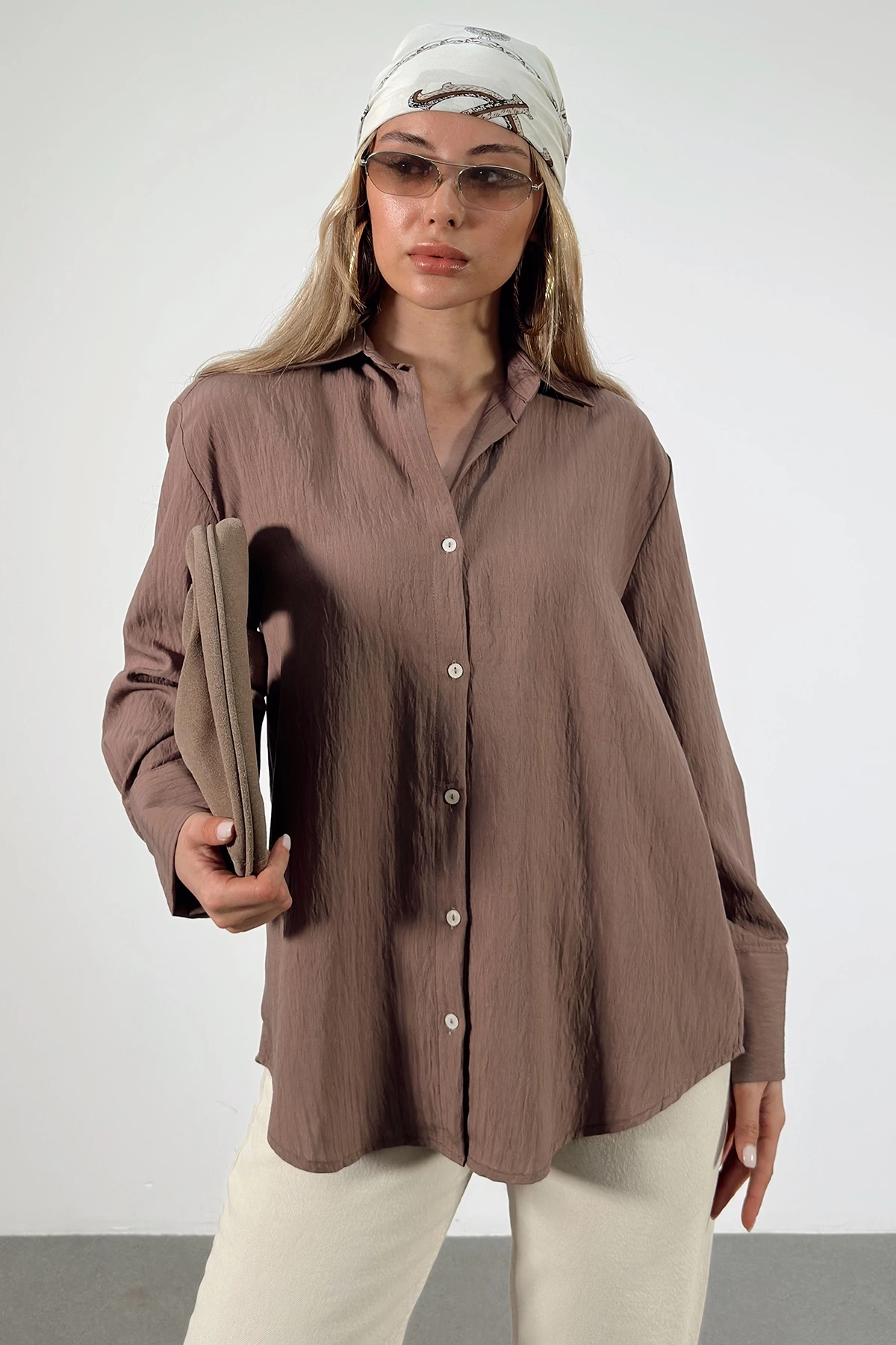 Paralel Çizgili Gömlek Kahve