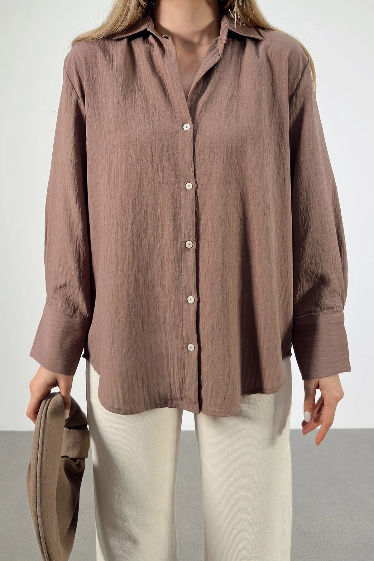 Paralel Çizgili Gömlek Kahve