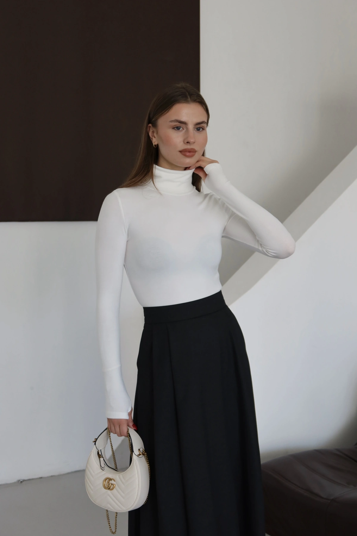 Pileli Kaşe Etek Siyah