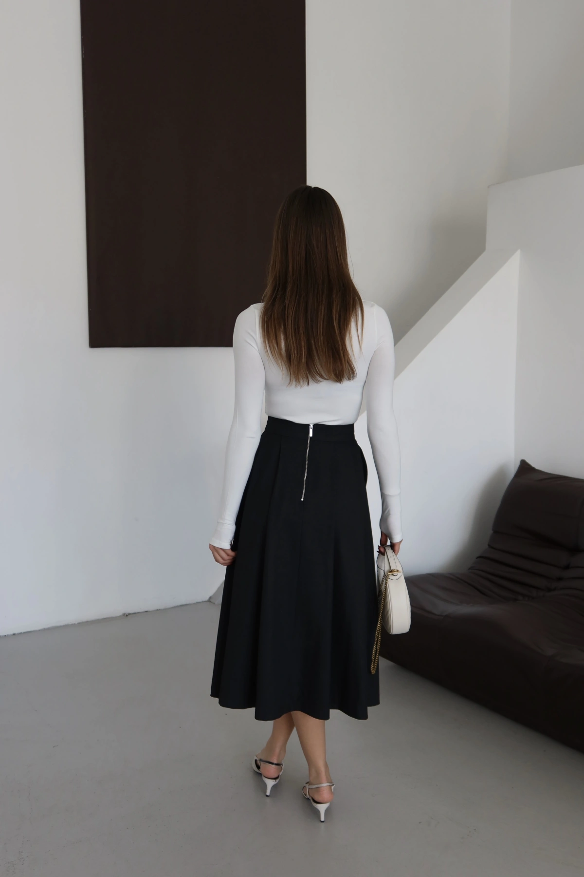 Pileli Kaşe Etek Siyah