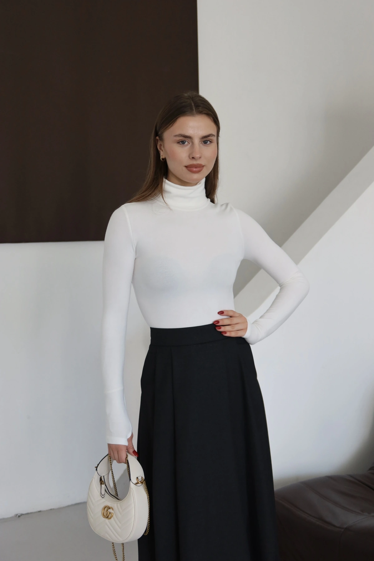 Pileli Kaşe Etek Siyah