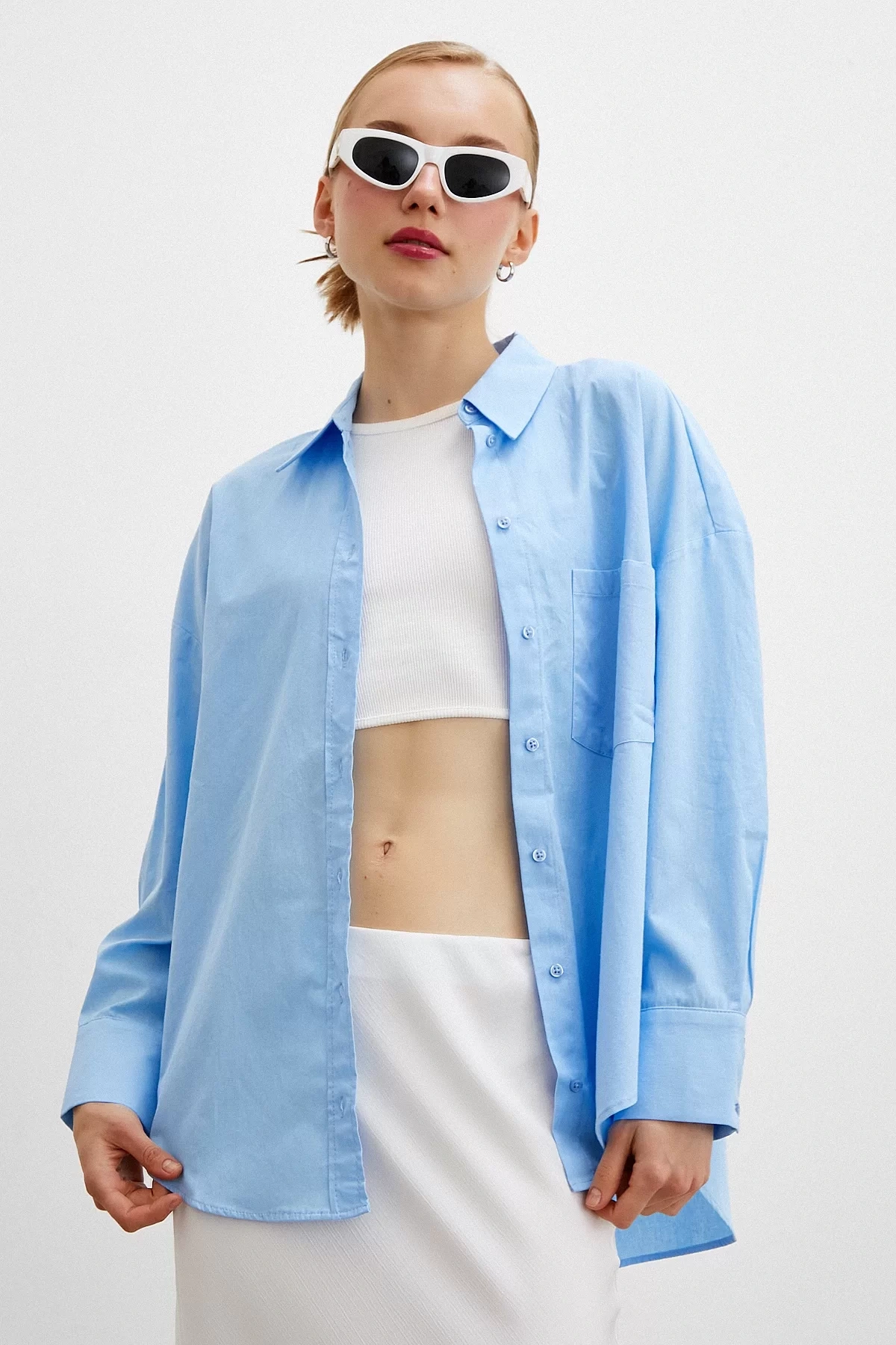 Regular Fit Poplin Gömlek Açık Mavi