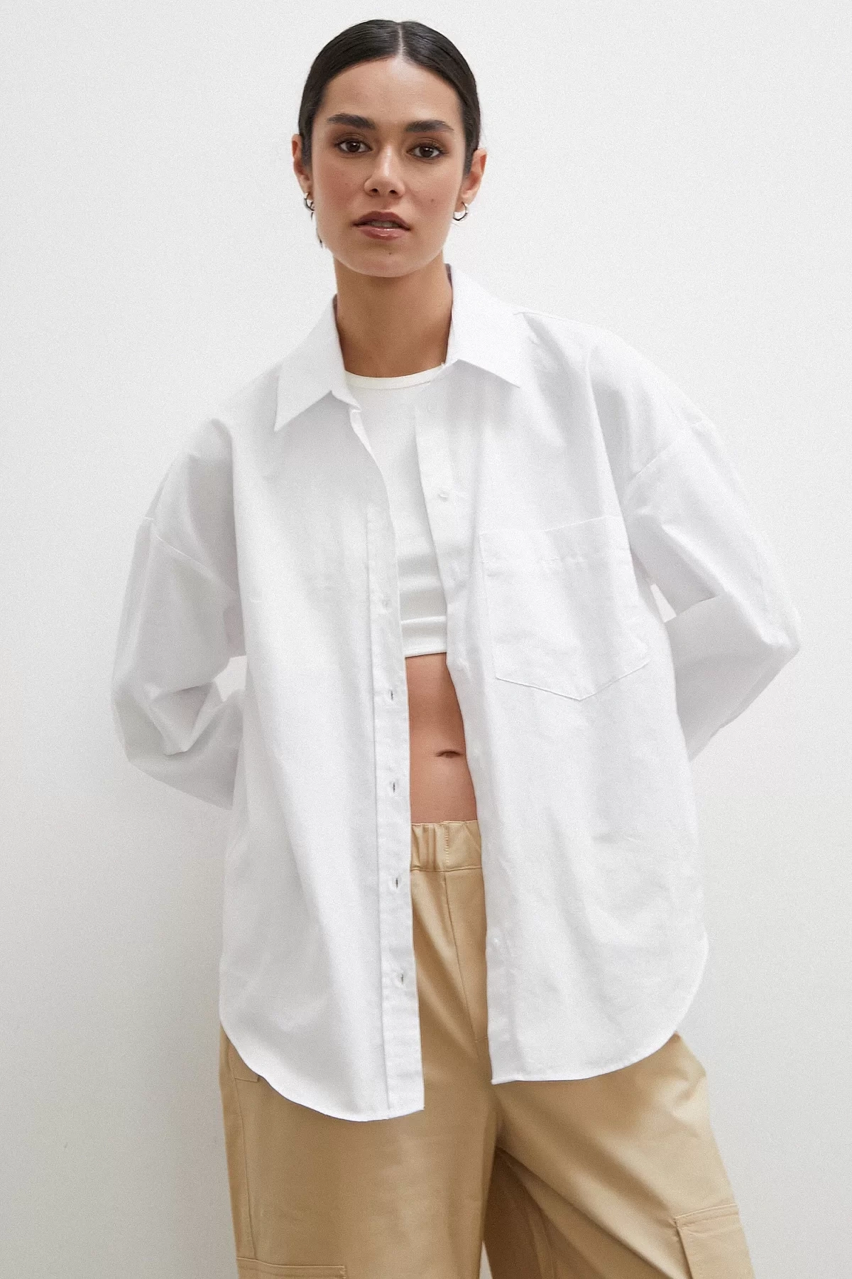 Regular Fit Poplin Gömlek Beyaz