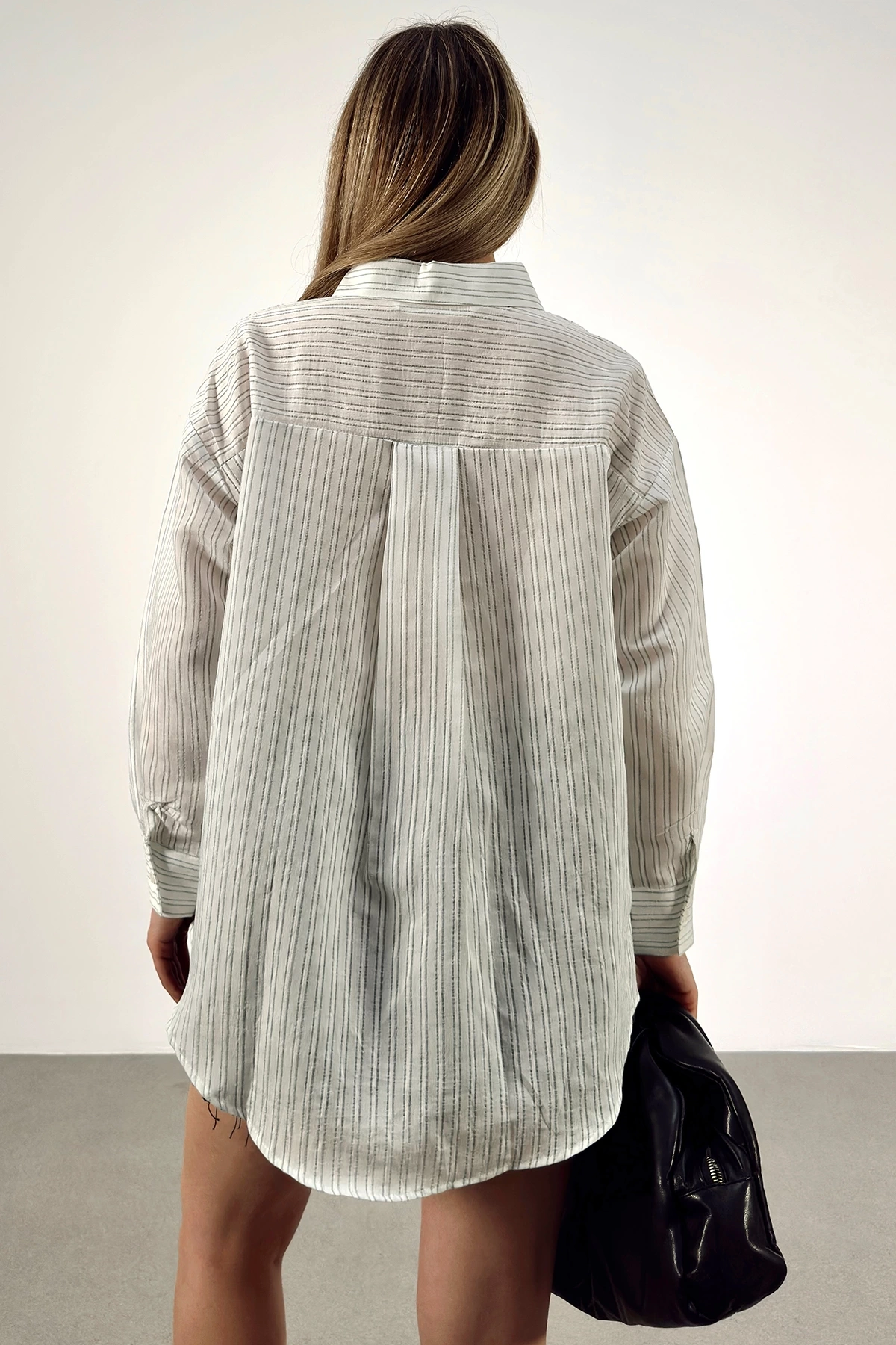 Simetrik Çizgili Gömlek Mint