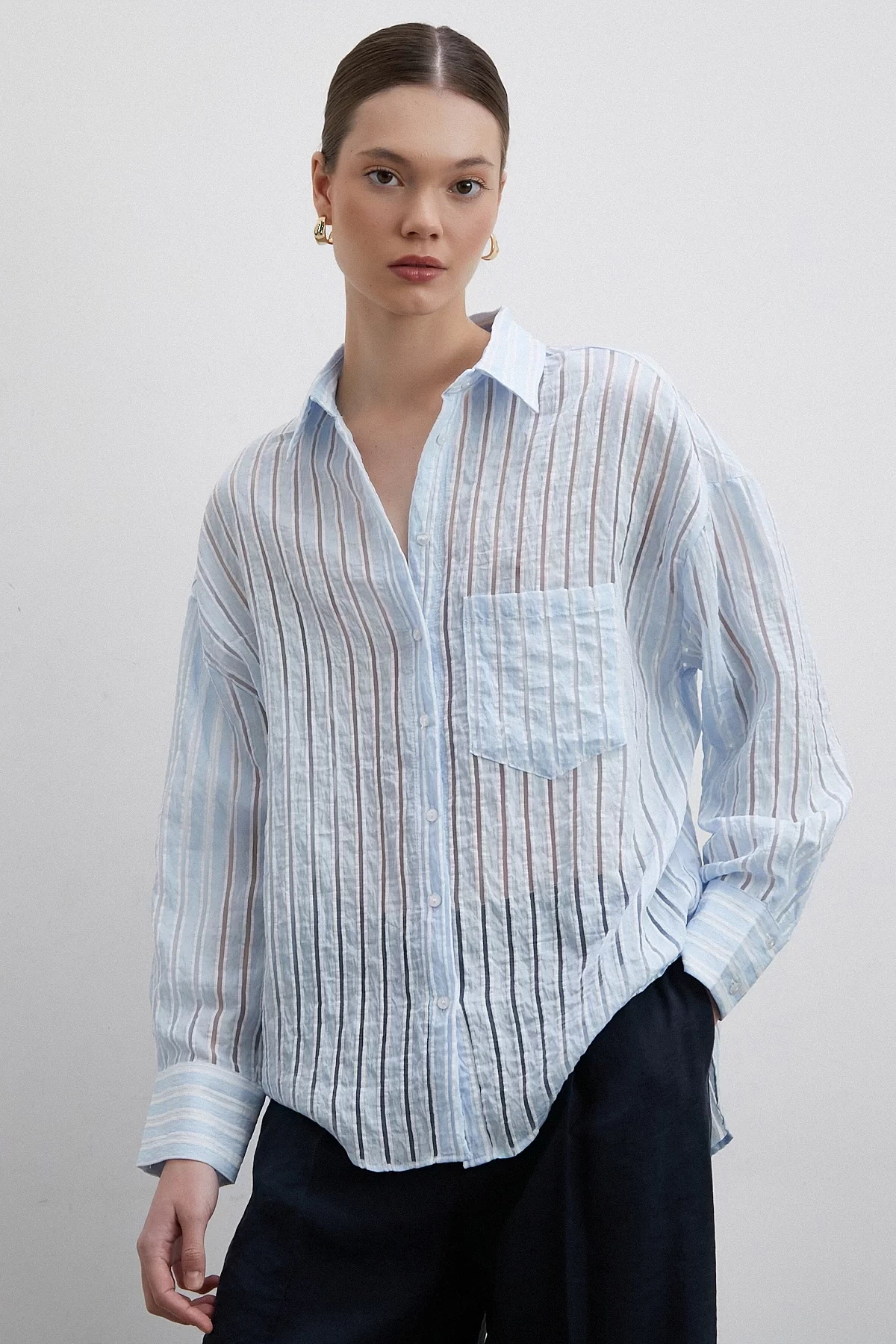 Transparan Çizgili Gömlek