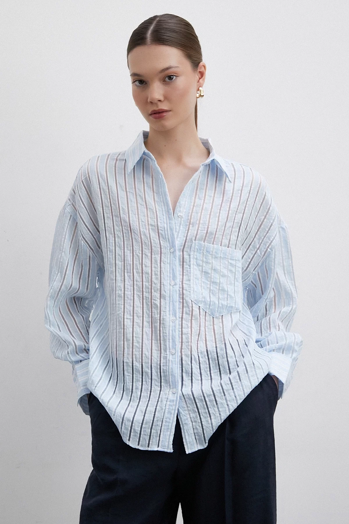 Transparan Çizgili Gömlek