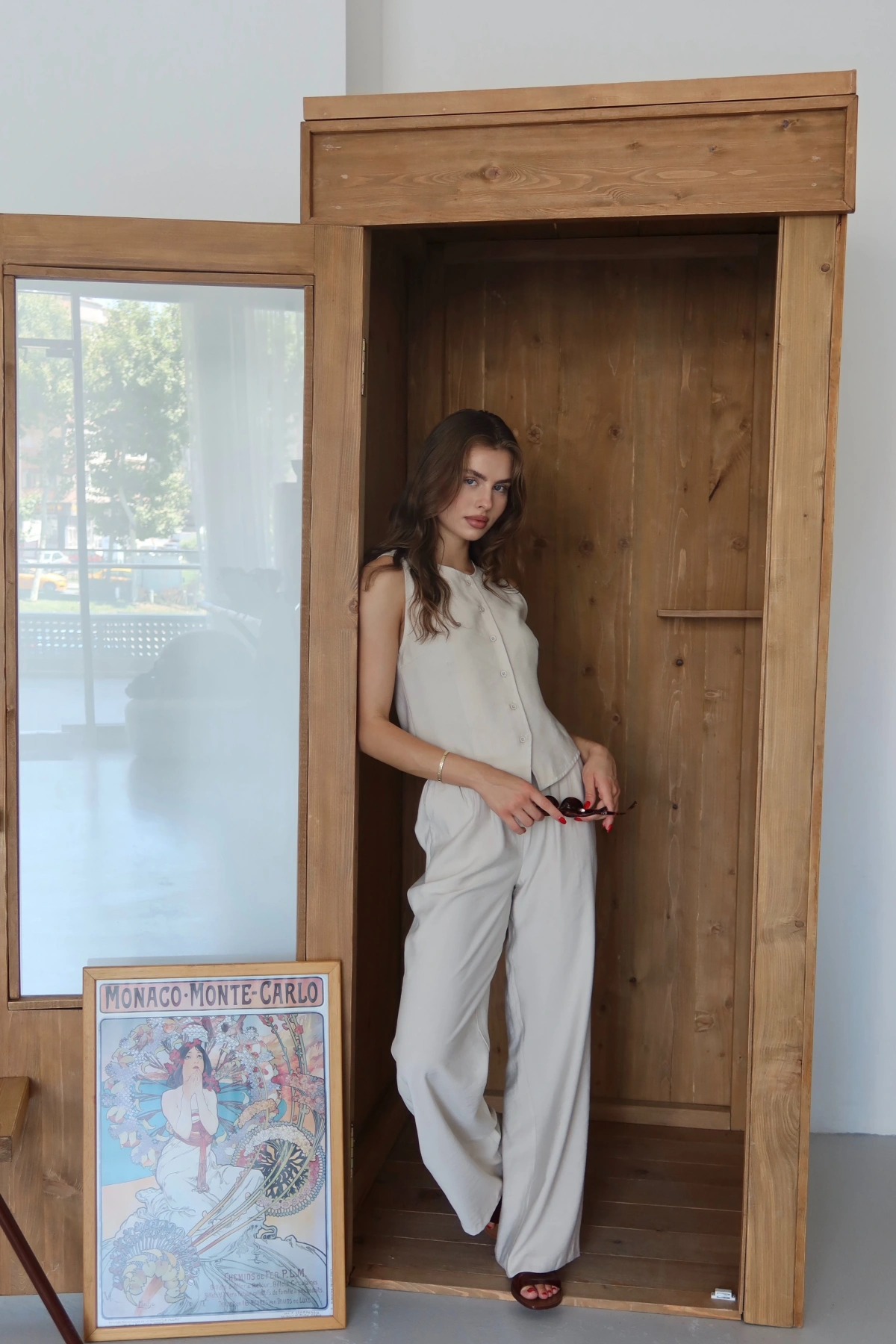 Yelekli Rahat Kesim Takım Krem