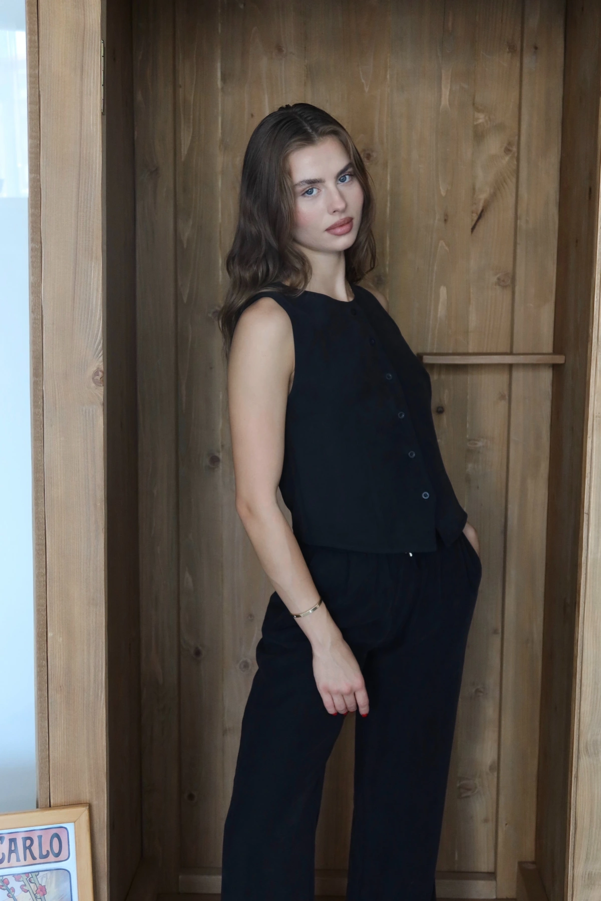 Yelekli Rahat Kesim Takım Siyah