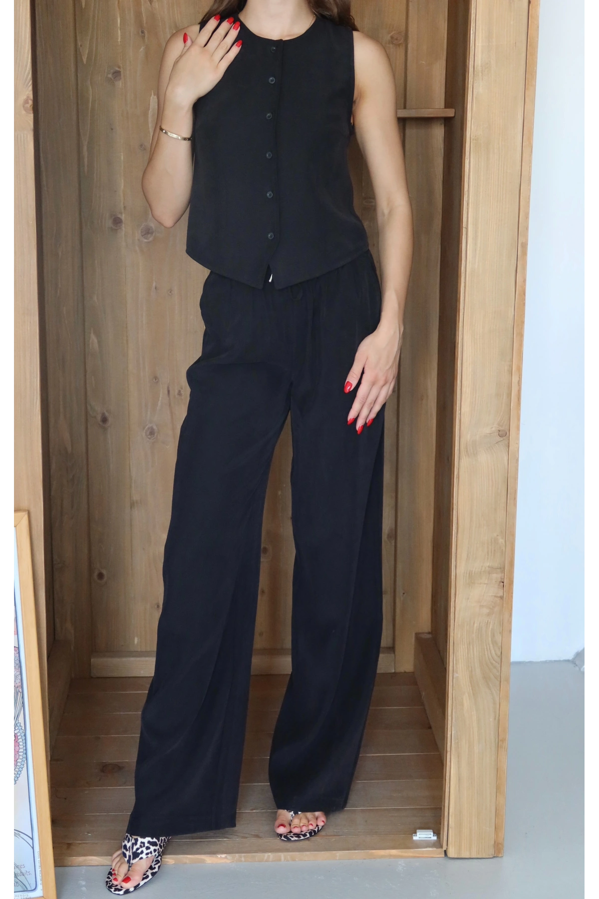 Yelekli Rahat Kesim Takım Siyah