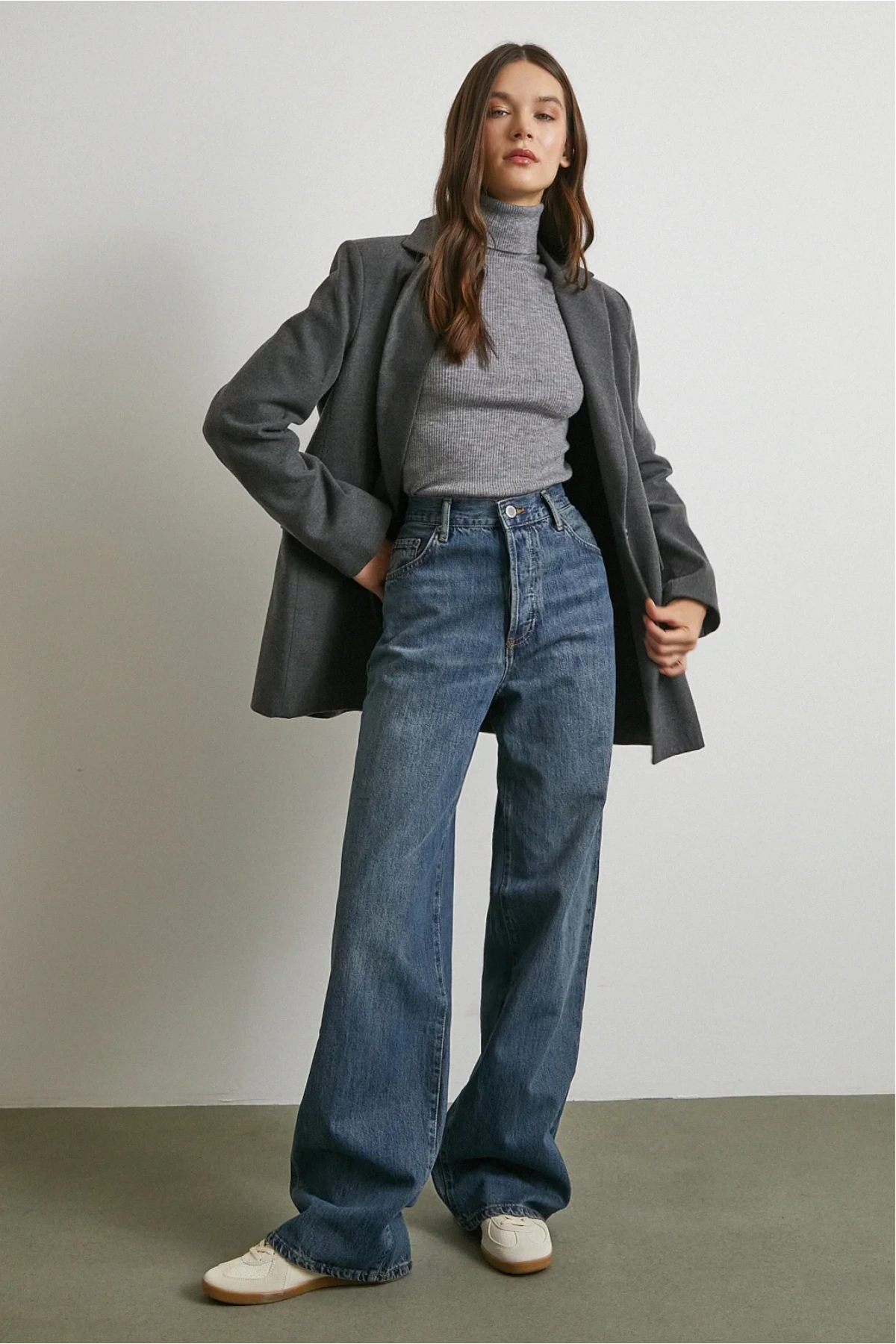 Yüksek Bel Beş Cepli Regular Fit Jean Mavi