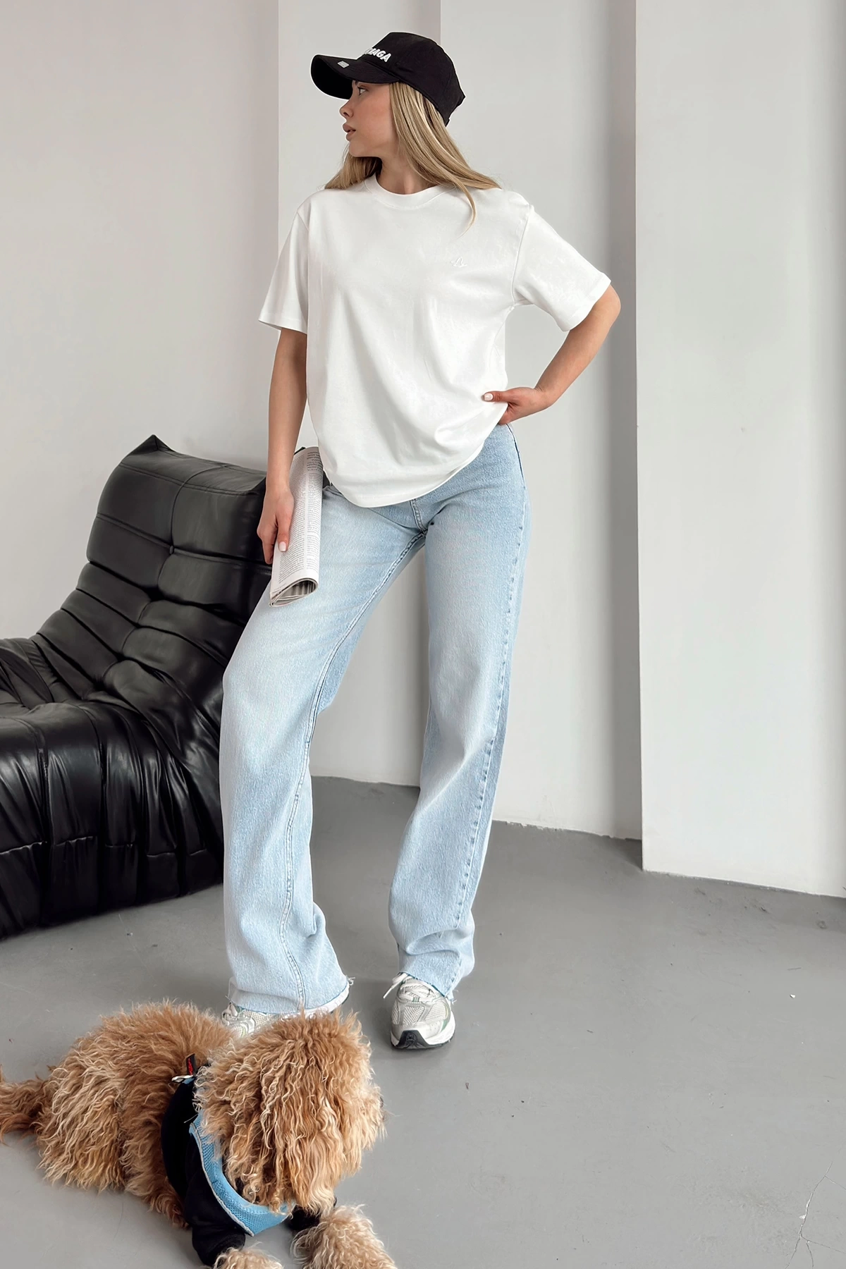 Yüksek Bel Kesik Paça Jean