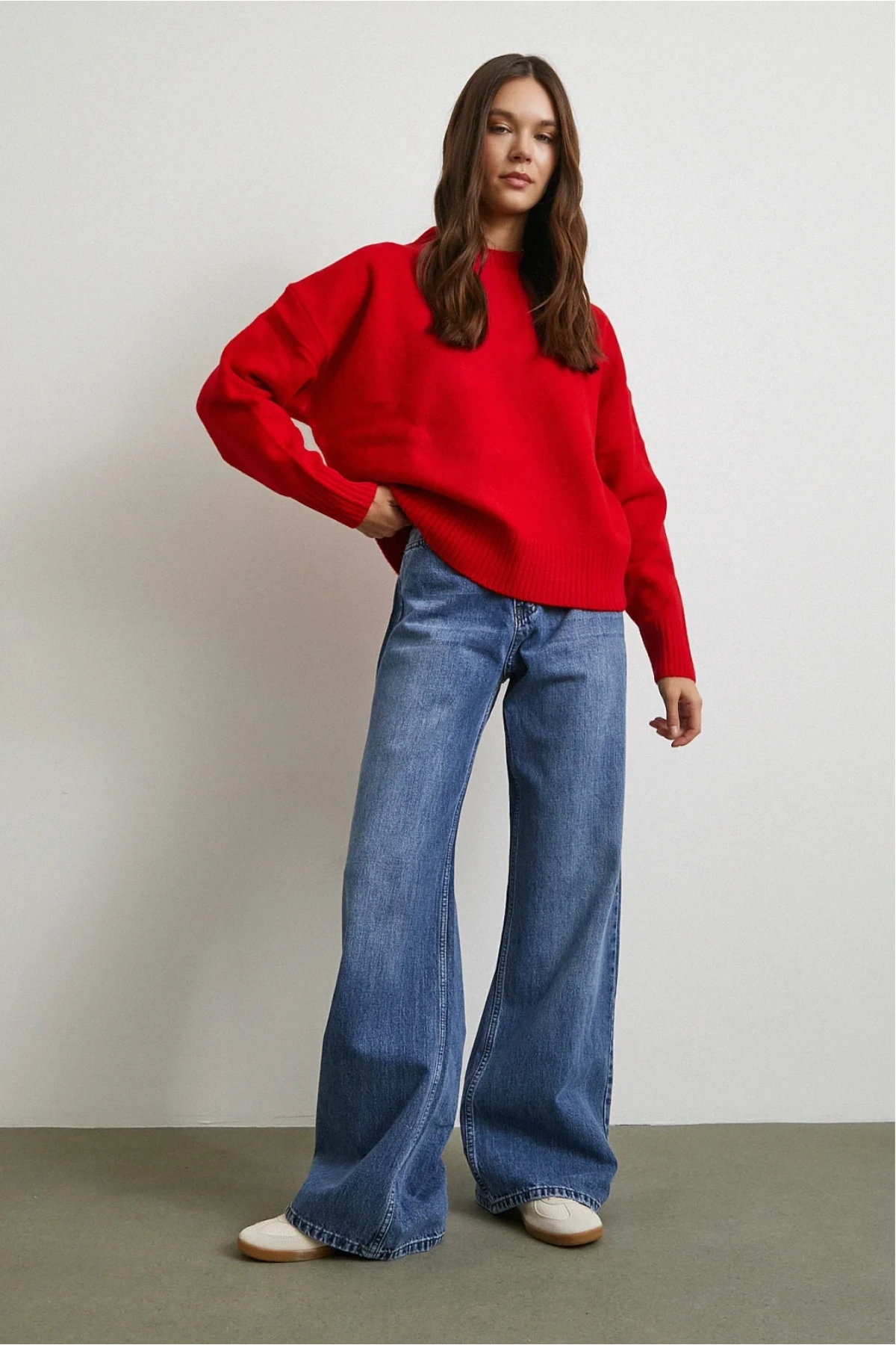 Yüksek Bel Wide Leg Jean Mavi