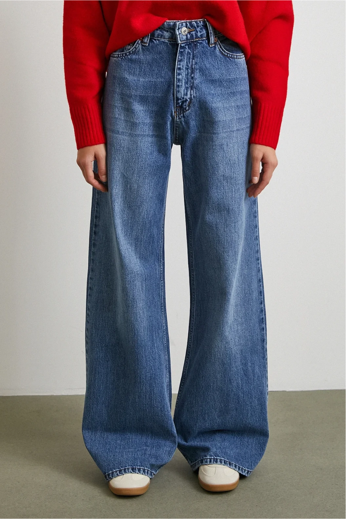 Yüksek Bel Wide Leg Jean Mavi