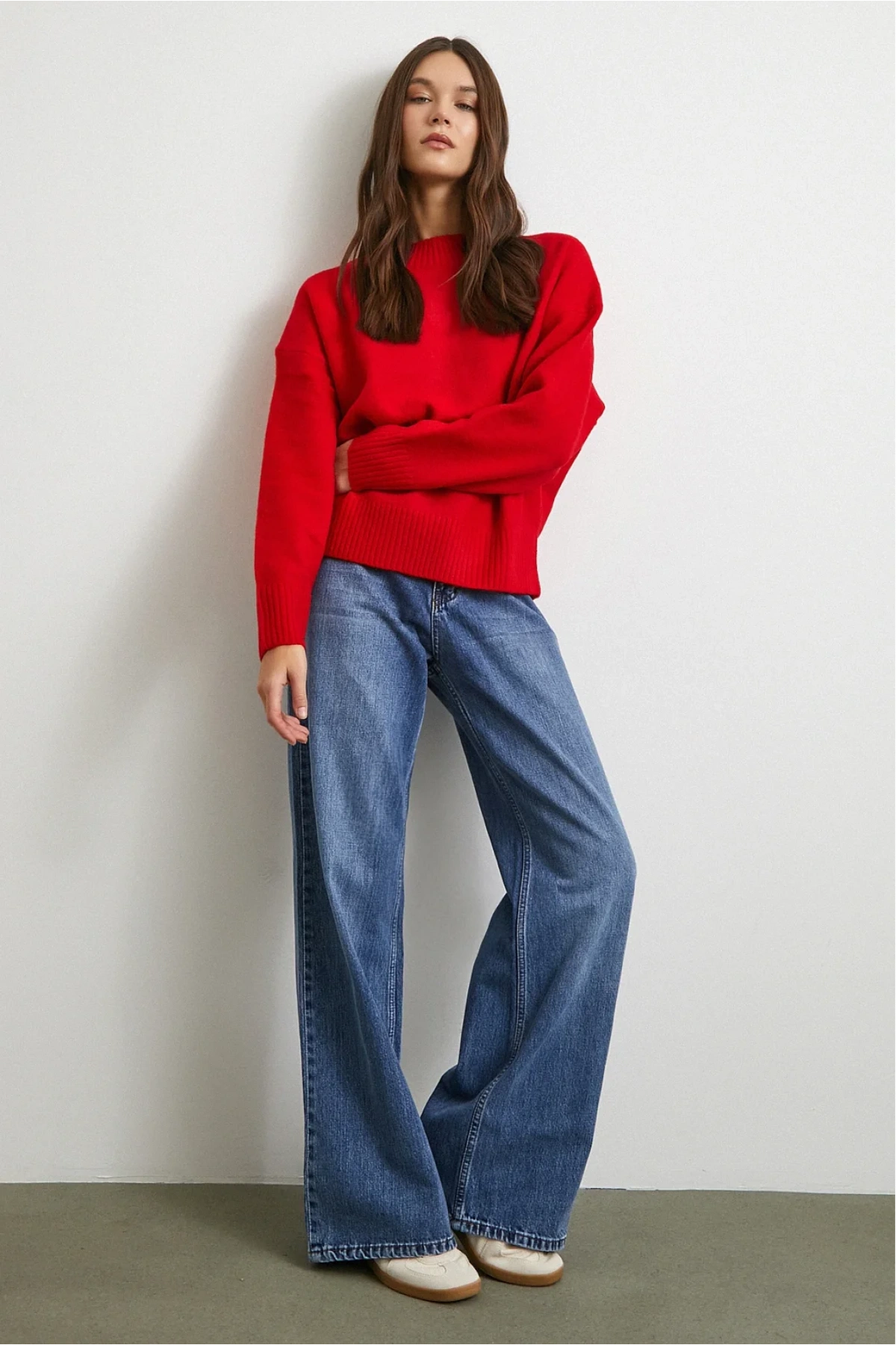 Yüksek Bel Wide Leg Jean Mavi