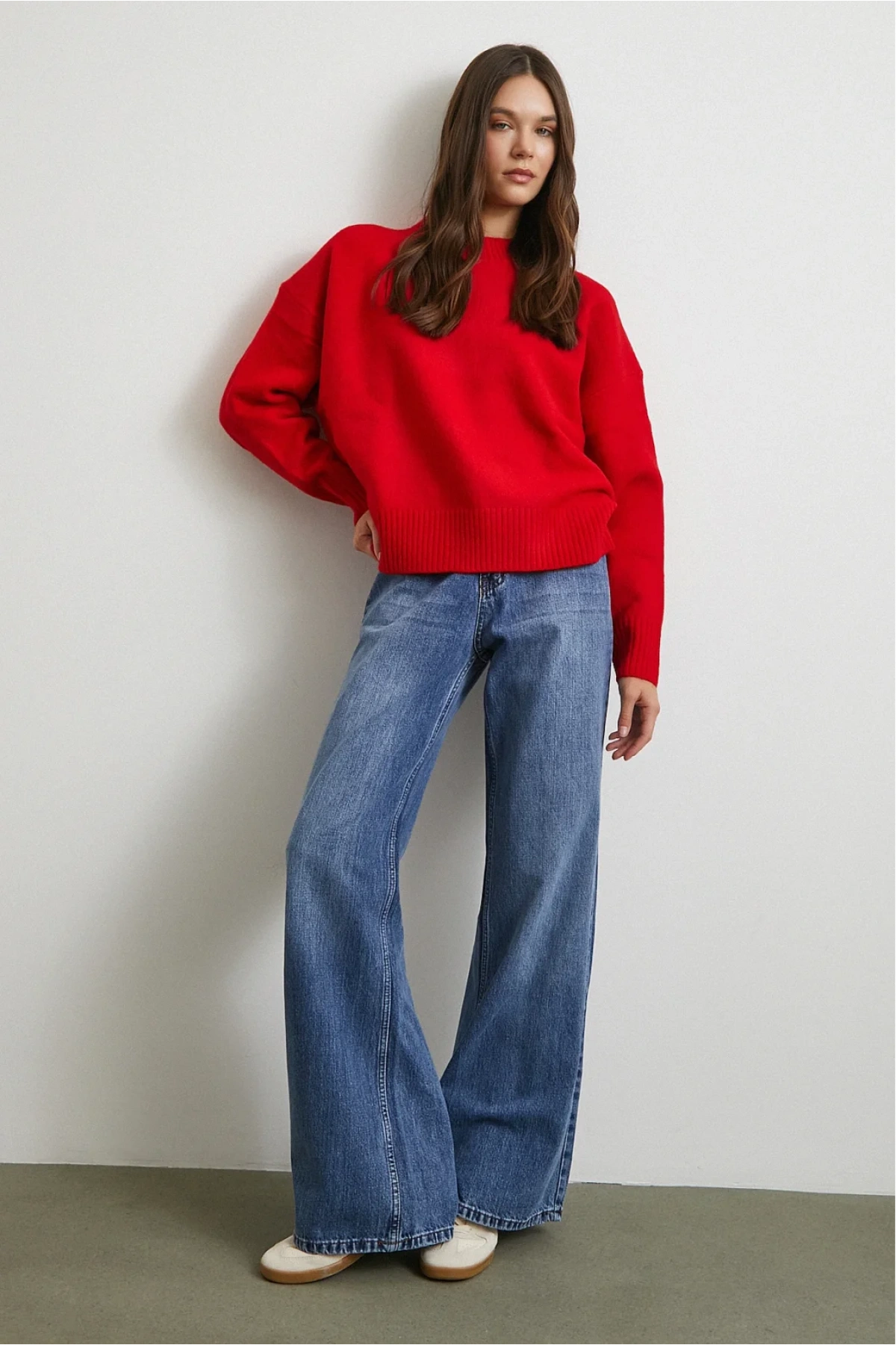 Yüksek Bel Wide Leg Jean Mavi