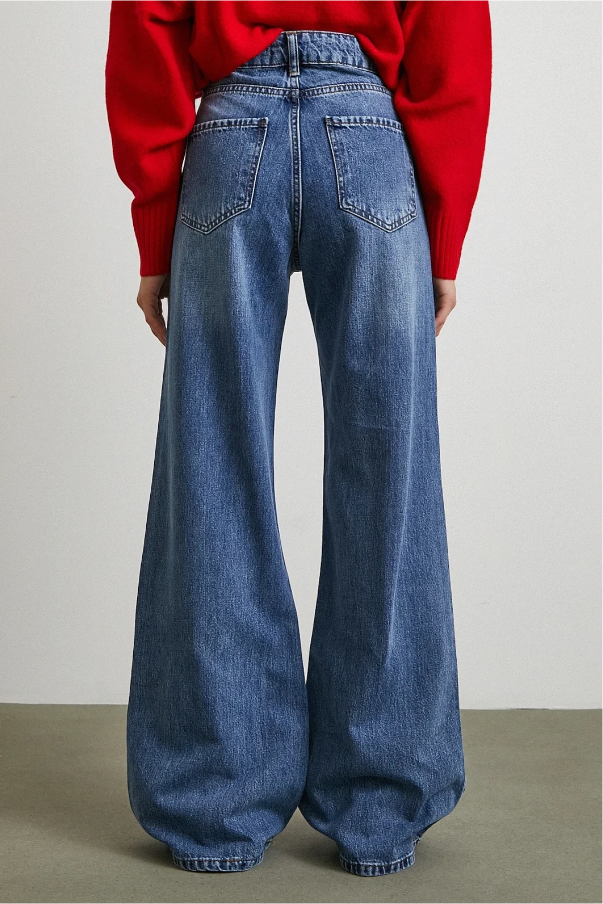 Yüksek Bel Wide Leg Jean Mavi