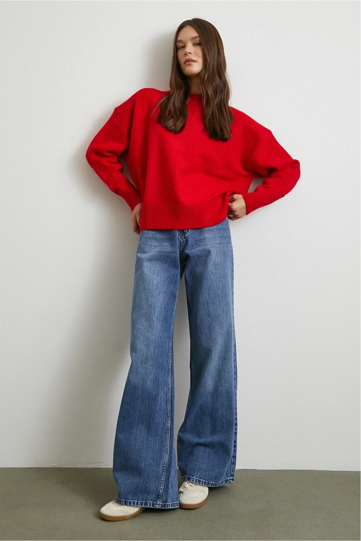 Yüksek Bel Wide Leg Jean Mavi