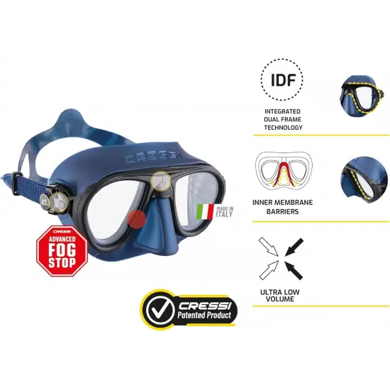 Cressi Calıbro Mavi Dalış Maskesi Anti-Fog System