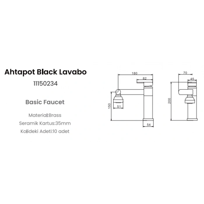 FLEKO AHTAPOT BLACK LAVABO BATARYASI SİYAH