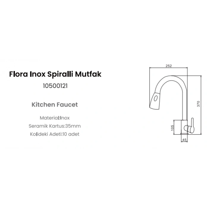 FLEKO FLORA INOX SİYAH SPİRALLİ MUTFAK BATARYASI