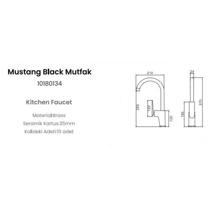 FLEKO MSTNG-420 MUSTANG BLACK MUTFAK BATARYASI SİYAH