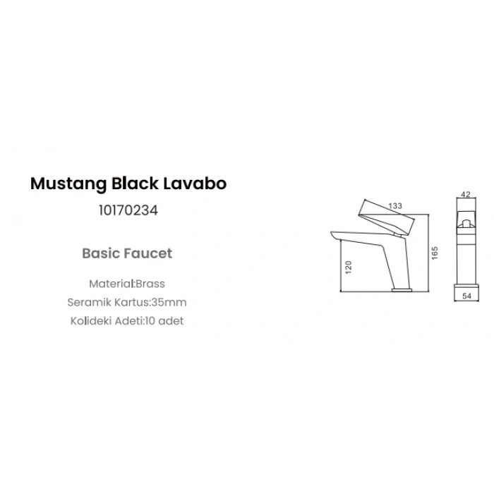FLEKO MSTNG-C120 MUSTANG BLACK LAVABO BATARYASI SİYAH