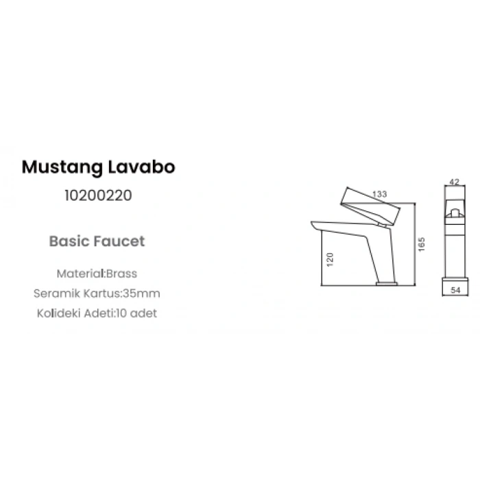 FLEKO MSTNG120 LAVABO BATARYASI KROM