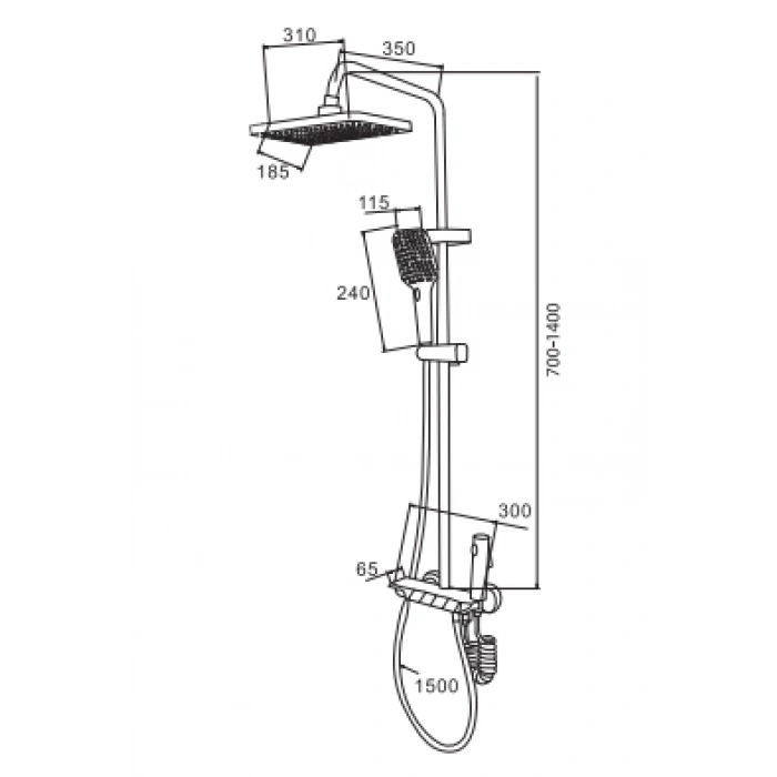 FLEKO PIANO PLUS -G PİANO-G PLUS ANTRASİT DUŞ SİSTEMİ [UZUN]