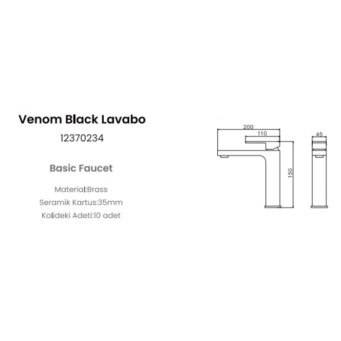 FLEKO VENOM ANTRASİT LAVABO BATARYASI