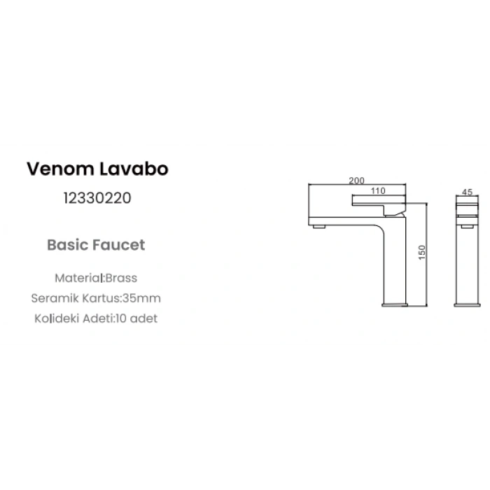 FLEKO VENOM KROM LAVABO BATARYASI