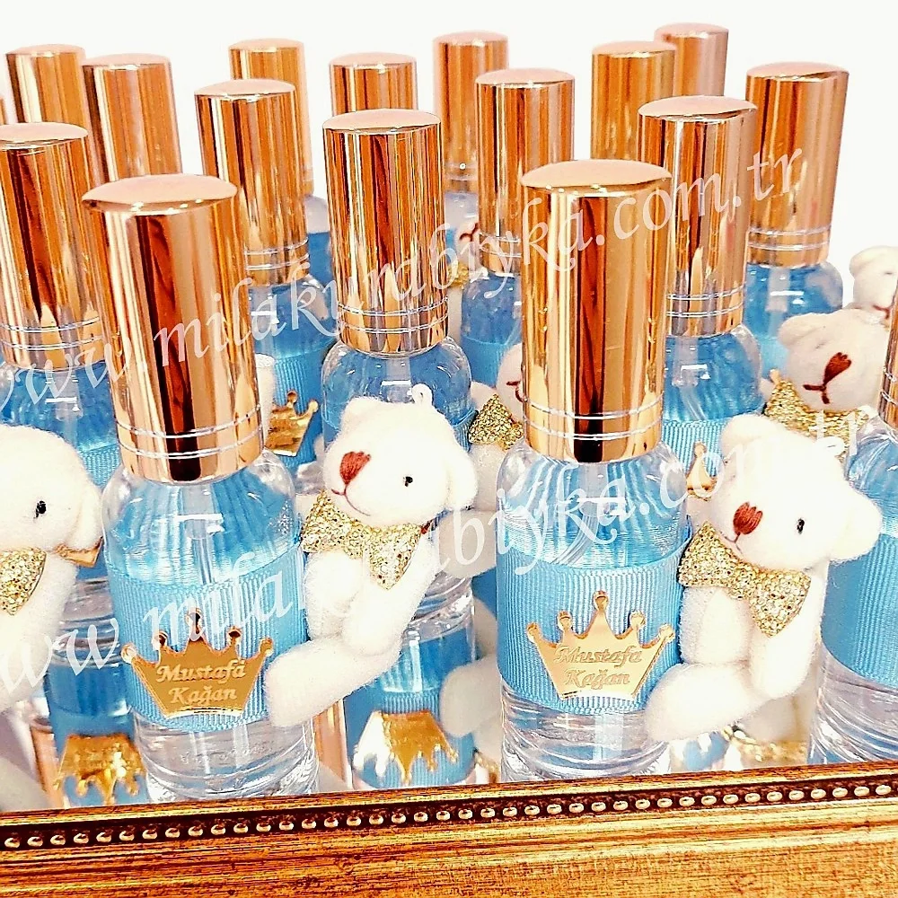 Ayıcıklı Kolonya - Mavi - Baby Shower - Bebek - Doğum Günü - Sünnet ve Mevlit Hediyesi