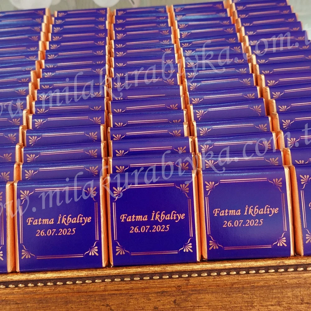 Kişiye Özel Mevlüt Çikolatası - Mor - Gold