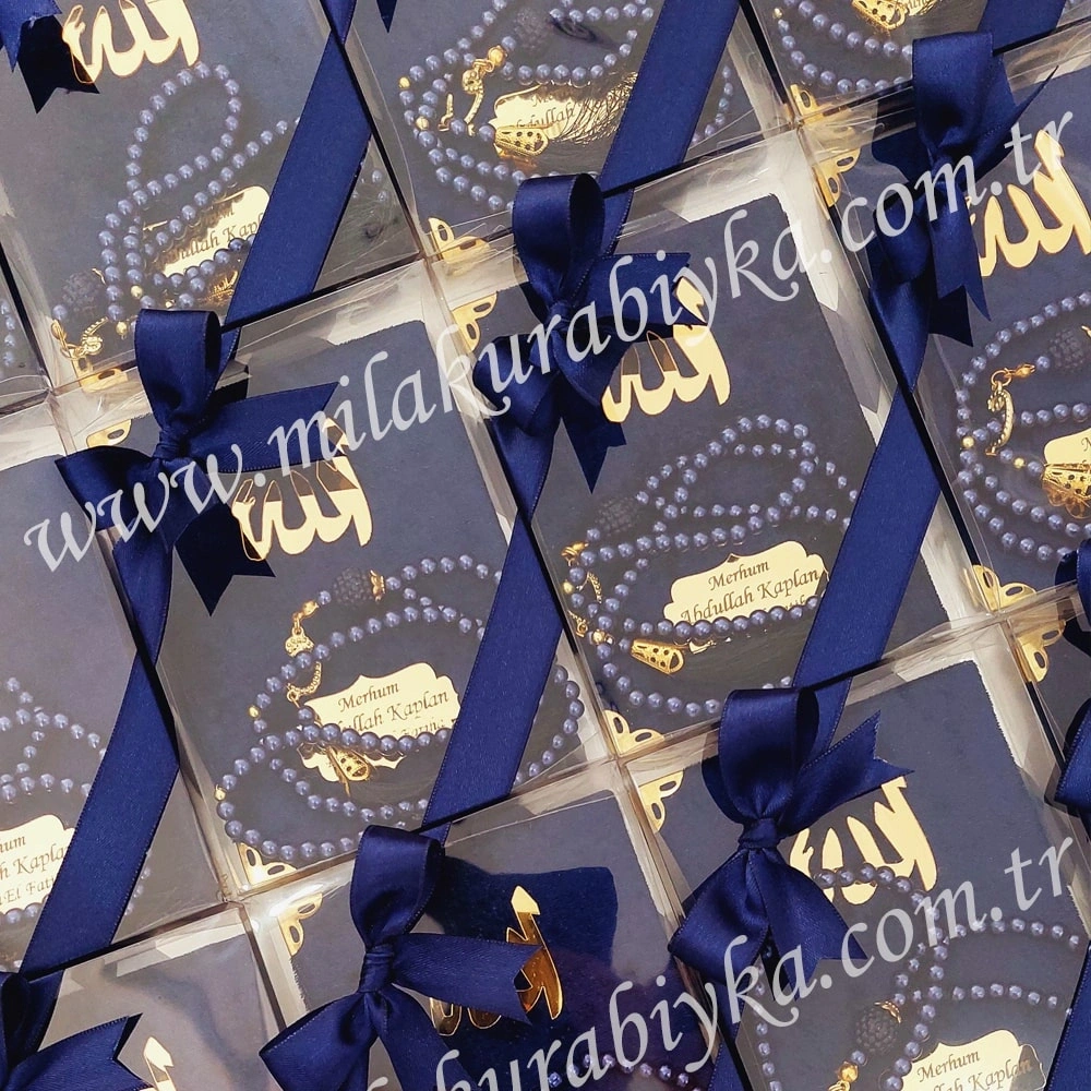 İsimli Yasin ve İnci Tesbih Seti - Lacivert