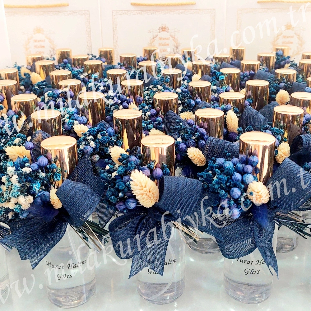 Kuru Çiçekli Kolonya Hediyelik - Lacivert